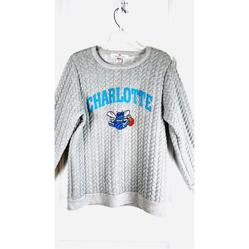 Charlotte Hornets Women VTG Crewneck Sweater Sweatshirt SZ Med Logo Gray USA